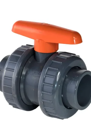Eenvoudig retourneren - VDL kogelkraan, pvc-u, 2x inwendig lijm / 2x wartel, oranje hendel, epdm, 16 bar, 50 mm
