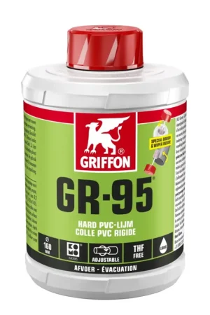 Griffon hard pvc-lijm, GR-95, deksel met kwast, bus à 1 liter | Scherp geprijsd