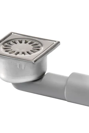 Bespaar nu - Aquaberg Blücher Compact afvoerput met rvs rand & rooster, rvs304, niet verstelb, 97x97mm,oa/za,3kN
