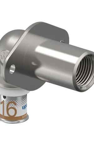 Uponor muurplaat, S-Press Plus, messing vertind, pers x bi.dr., Kiwa, 16 mm x ½", l = 35 mm | Professionele kwaliteit
