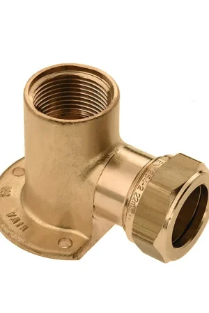 Bonfix muurplaat, messing, binnendraad x knel, Kiwa, Gastec QA, ½" x 15 mm | Bestelbaar