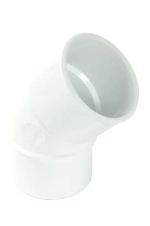 Fabrieksprijs - Nicoll Techtan hwa bocht 45°, pvc, inwendig lijm x spie, wit, RAL 9010, 50 mm