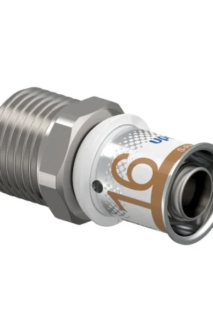 Zojuist toegevoegd | Uponor overgangskoppeling, S-Press Plus, messing vertind, bu.dr./klem x pers, Kiwa, 15 (cu) x 16 mm