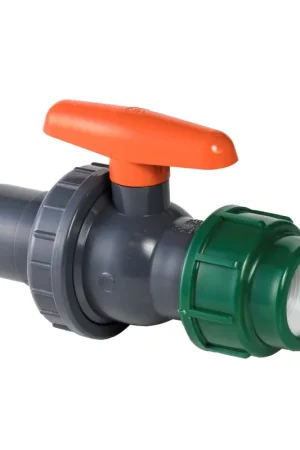 Uitverkoop | VDL kogelkraan, pvc-u, pe 100, inwendig / uitwendig lijm x klem, epdm, 10 bar, 25 / 32 x 25 mm