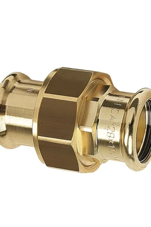 Tijdelijk aanbod - Sanha PuraPress 3-delige koppeling, brons, 2x pers, 15 mm