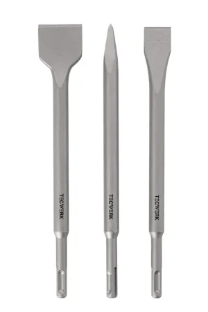 Voordeelprijs | Tecwerk beitelset, 3-delige set, SDS-plus, punt-, spade- en platte beitel, l = 250 mm