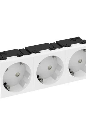 Aanbieding loopt bijna af | OBO wandcontactdoos, met randaarde, 230 V, 10/16A, zuiver wit, 3-voudig, 33° schuin, zijaansluiting