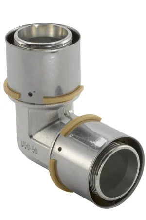 Uponor knie 90°, S-Press, messing vertind, 2x pers, Kiwa, 40 mm - Topproduct