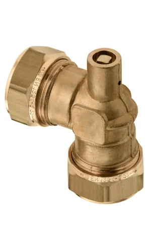 Bonfix knie 90° met ontluchter, messing, 2x knel, Kiwa, Gastec QA, 22 mm | Net binnen
