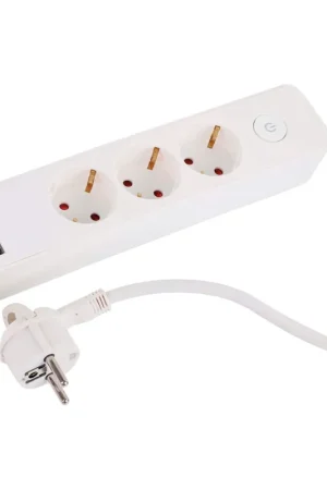 Q-Link stekkerdoos, met randaarde en schakelaar, wit, 3-v, 1,5 m snoer, 3x 1,5 mm², pvc, USB A | Topkwaliteit