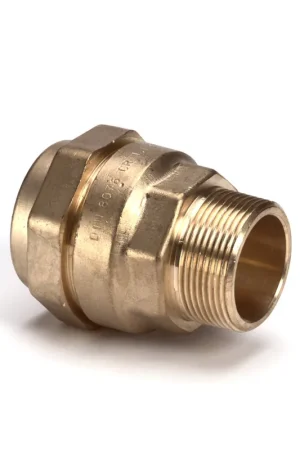 Isiflo draadkoppeling, type 105, messing, klem x buitendraad, Kiwa, 32 mm x 1" - Zojuist toegevoegd