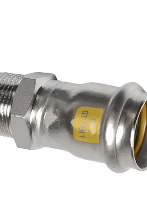 Hoge kwaliteit - Sanha NiroSan Gas draadkoppeling, rvs 316L, pers x buitendraad, 22 mm x ¾"