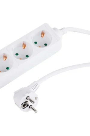 Q-Link stekkerdoos, met randaarde, wit, 3-voudig, 3 m snoer, 3x 1,5 mm², max. 3680 W - Bespaar nu