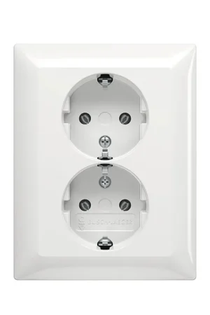 ABB Busch-Jaeger wandcontactdoos, Balance SI, met RA, dubbel, alpin wit | Premiumkwaliteit