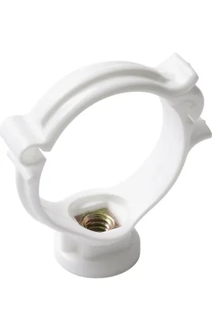 Bijna uitverkocht - Nicoll pijpbeugel met clipsluiting, pp, wit, RAL 9010, 40 mm