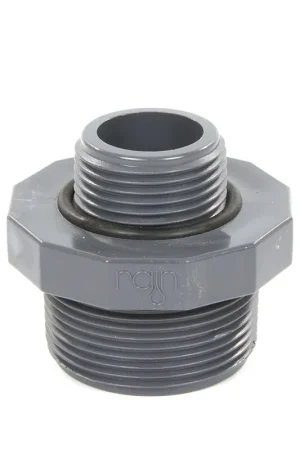 Rain dubbele verloopnippel met o-ring, pvc, 12 bar, 1½" x 1" | Outlet