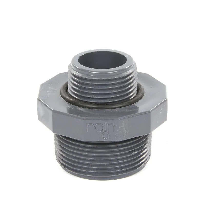 Rain dubbele verloopnippel met o-ring, pvc, 12 bar, 1½" x 1" | Outlet