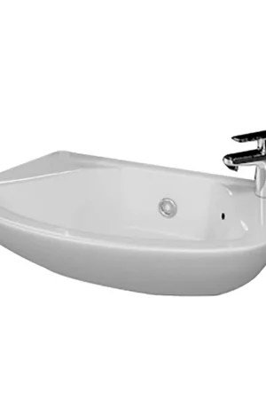 Wisa fontein, type Sydney, 360 x 255 x 166 mm, ovaal, overloop, kraangat rechts, wit - Verlaagde prijs