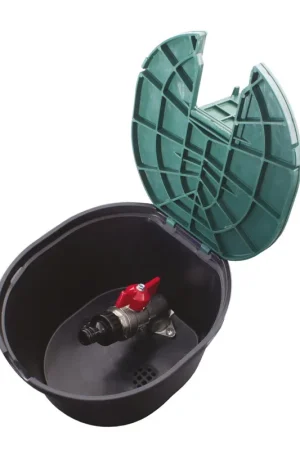Rain grondput met afsluiter, type PZCR 15, pp, pe, groen/zwart, ¾", l = 220 mm, b = 198 mm, h =116mm - Sale