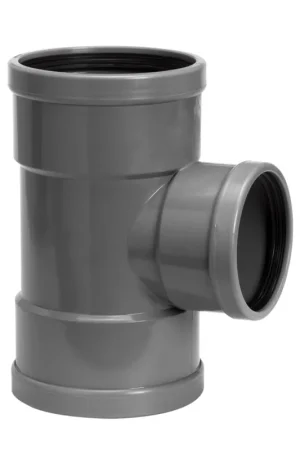 Nog enkele stuks - Nicoll verloop T-stuk 88°, pvc, 3x manchet, grijs, SN4, 250 x 125 x 250 mm