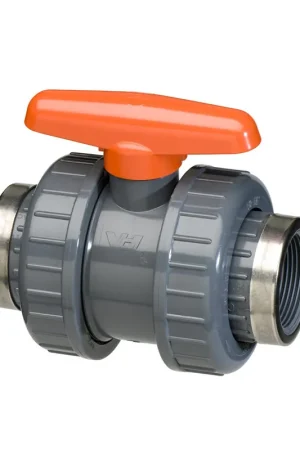 Outlet | VDL kogelkraan, pvc-u, rvs, 2x binnendraad / 2x wartel, oranje hendel, epdm, 16 bar, 1"