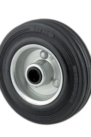 TENTE wiel, rubber, wielkern geperst staalplaat, 125 mm, type DVR125x37-Ø8 + asbus, zwart - Favoriet van klanten