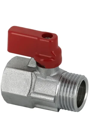 Bonfix mini kogelkraan, messing vernikkeld, binnendraad x buitendraad, rode knop, ½" | Bespaar nu