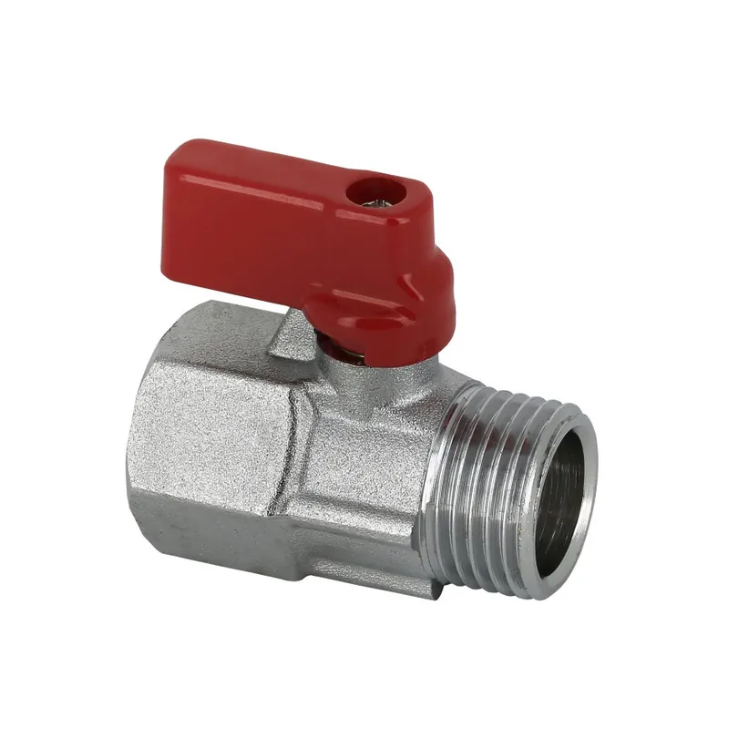 Bonfix mini kogelkraan, messing vernikkeld, binnendraad x buitendraad, rode knop, ½" | Bespaar nu