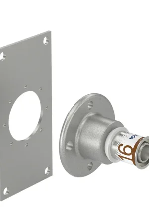 Uponor muurplaat muurdoorvoer, S-Press Plus, messing vertind, binnendraad x pers, Kiwa, ½" x 16 mm - Meest verkocht