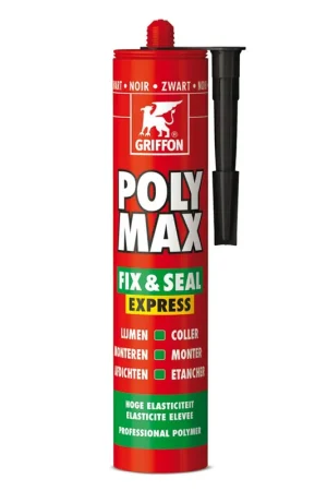 Makkelijk bestellen | Griffon Poly Max montagekit, Fix & Seal Express, zwart, koker à 425 gram