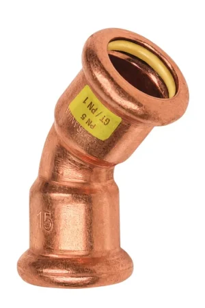 Veilige betaling - Sanha Press Gas bocht 45°, koper, 2x pers, 15 mm