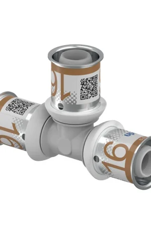 Uponor T-stuk 90°, S-Press Plus, ppsu, 3 pers, Kiwa, 16 x 16 x 16 mm | Bestelbaar