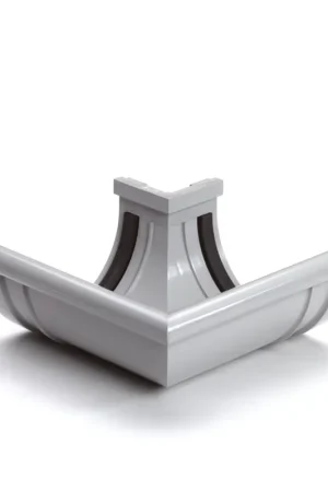 Beperkte voorraad | Nicoll Techtan buitenhoekstuk voor mastgoot 90°, pvc, klem, 115 mm, lichtgrijs