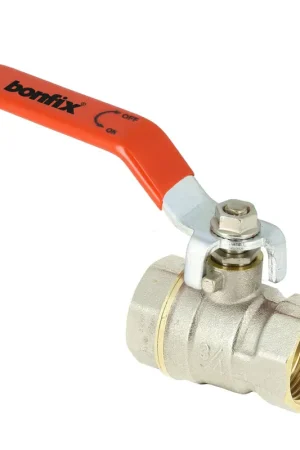 Bonfix kogelkraan, messing vernikkeld, 2x binnendraad, rode hendel, 25 bar, 1" | Populair