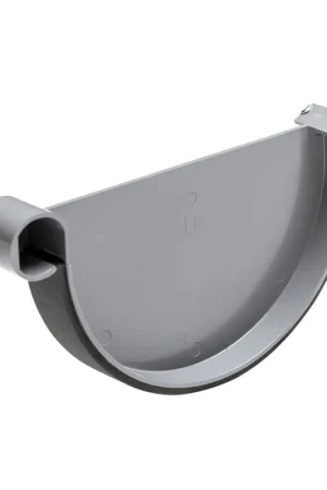 S-lon eindstuk voor mastgoot, pvc, klem, links, grijs, 150 mm | Premium