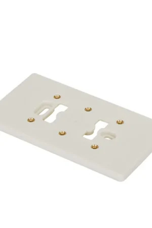 Attema montageplaat voor wandcontactdoos, met messing busjes, crème, 2-voudig - Laatste kans