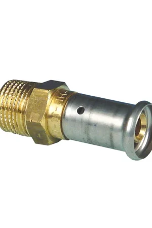Direct kopen - Henco draadkoppeling, messing, rvs, pers x buitendraad, type 17P, epdm, 16 bar, ½" x 16 mm