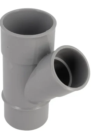 Nu beschikbaar | Nicoll verloop T-stuk 45°, pvc, 2x inwendig lijm/1x uitwendig lijm, grijs, 50 x 40 x 50 mm