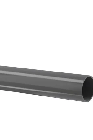 Klaar voor verzending | Omniplast drukbuis met gladde einden, pvc, donkergrijs, RAL 7011, 50 x 3,7 mm, 16 bar, l = 4 m, Kiwa