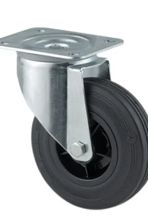 TENTE zwenkwiel, rubber, plaatbevestiging, 80 mm, type 3370PVR080P62, zwart | Verlaagde prijs