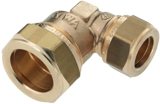 Bonfix Knelfitting, messing, knie koppeling 90gr verlopend, 15 x 10mm (knel x knel) | Direct kopen