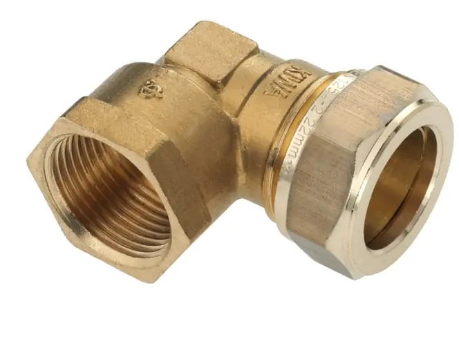 Beste prijs - Bonfix Knelfitting, messing, knie koppeling 90gr, 22mm x 1/2" (knel x binnendraad)