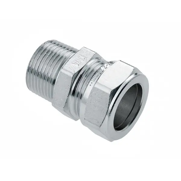 Extra korting - Bonfix Knelfitting, messing, rechte koppeling, puntstuk 12mm x 3/8" vernikkeld (knel x buitendraad)