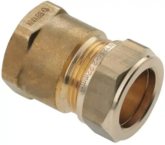 Actieprijs - Bonfix Knelfitting, messing, rechte koppeling, schroefbus 12mm x 3/8" (knel x binnendraad)