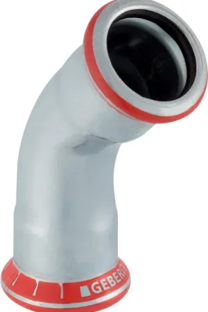 Aanbieding - Geberit Mapress bocht, 45 graden, 1-delig, C-staal, met CIIR afdichtring, 22mm x 22mm (persmof x persmof) 20604