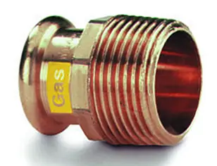 Zolang de voorraad strekt - VSH XPress koper gas puntstuk 22mm x R1/2" pers x buitendraad 4803458