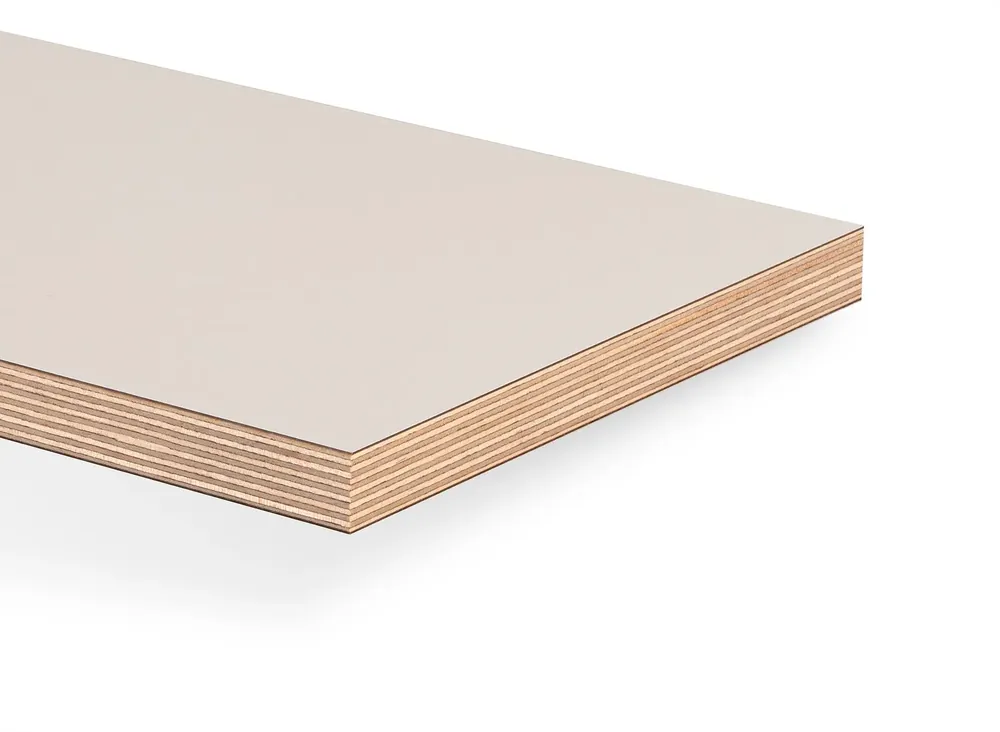Superprijs | Berken multiplex met HPL - 16,8mm 122x244cm - wit - TST-structuur BOUWSUB