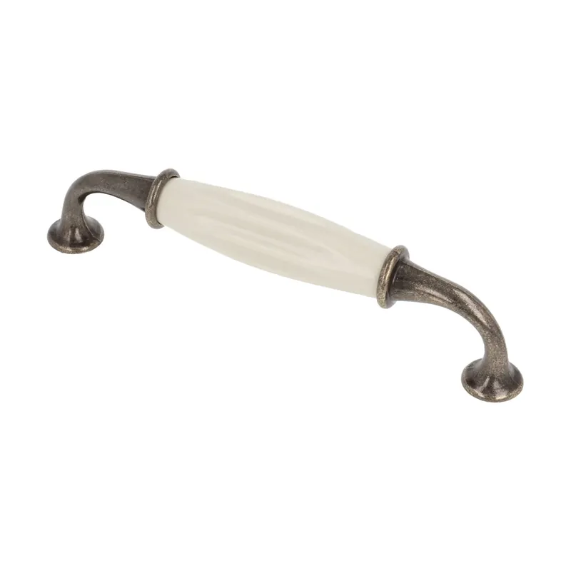 Greep Porselein crème en brons 128 mm - Direct kopen