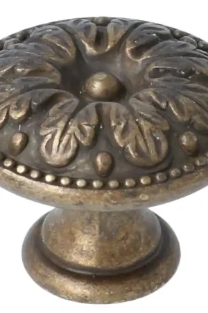 Knop messing antiek, eikenblad, 31 mm | Actie loopt bijna af