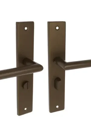 Aanbieding - Deurklink Luke op rechthoekig schild WC63/8 brons